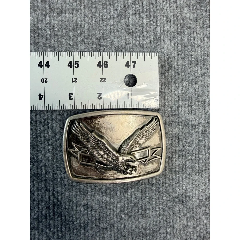 Vintage Soaring‎ Eagle Silver Tone Belt Buckle Western Americana Patriotic 90s